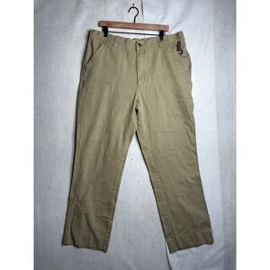 VTG Orvis Mens Khaki Canvas Field Pants D-Ring Leather Trim Outdoors 40x32